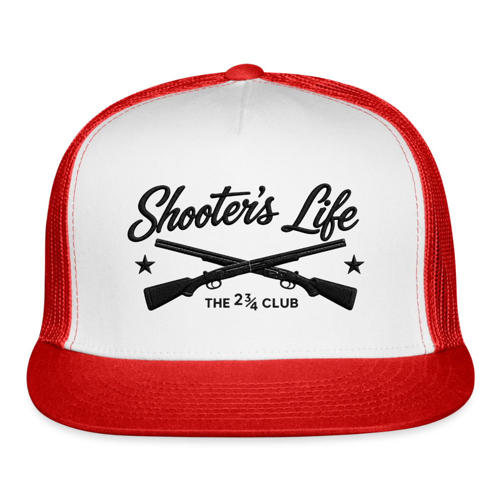 Shooter's Life Trucker Hat Black – The 2¾ Club Edition - white/red