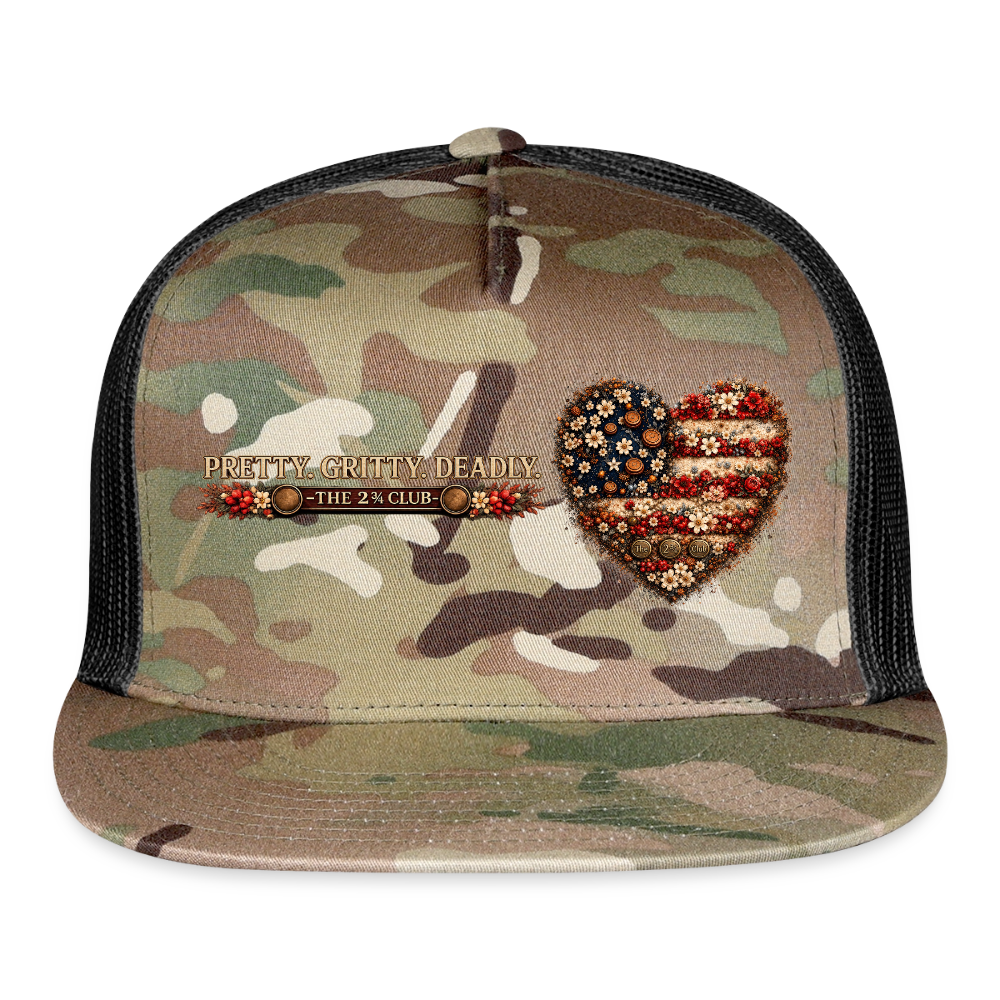 Pretty. Gritty. Deadly. Trucker Hat – Freedom Bloom Edition - MultiCam\black