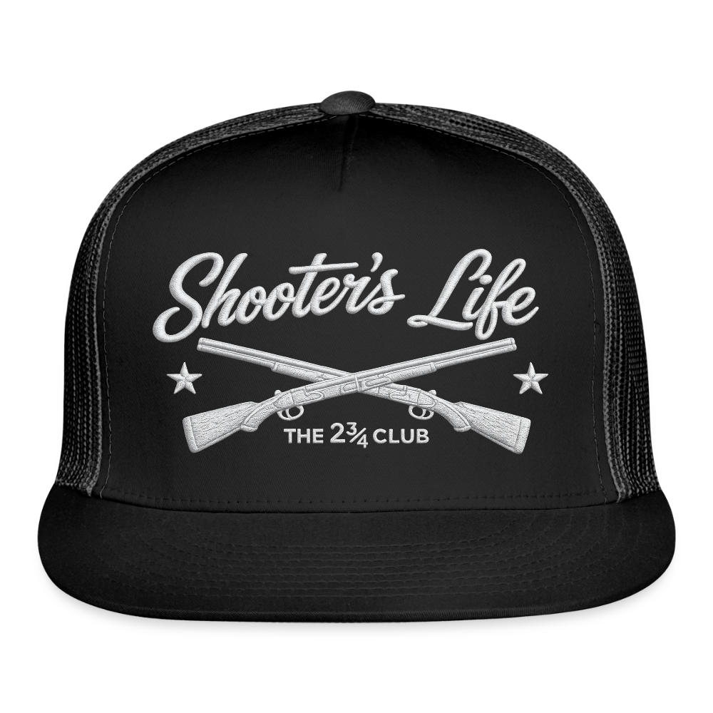 Shooter's Life Trucker Hat White – The 2¾ Club Edition - black/black