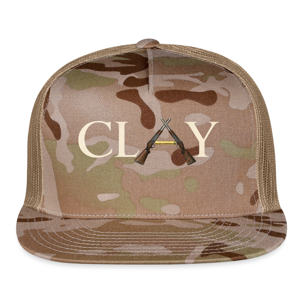CLAY Crossed Shotguns Trucker Hat – The 2¾ Clu - MultiCam\tan