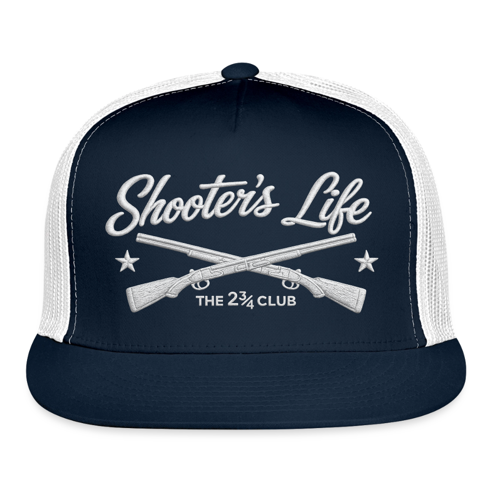 Shooter's Life Trucker Hat White – The 2¾ Club Edition - navy/white