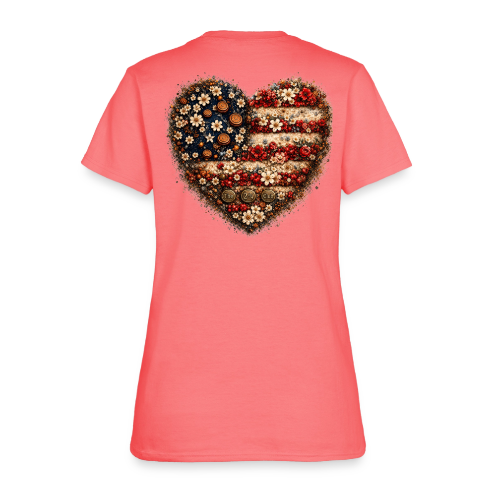 Shotgun Sweetheart - Freedom in Full Bloom Tee - coral