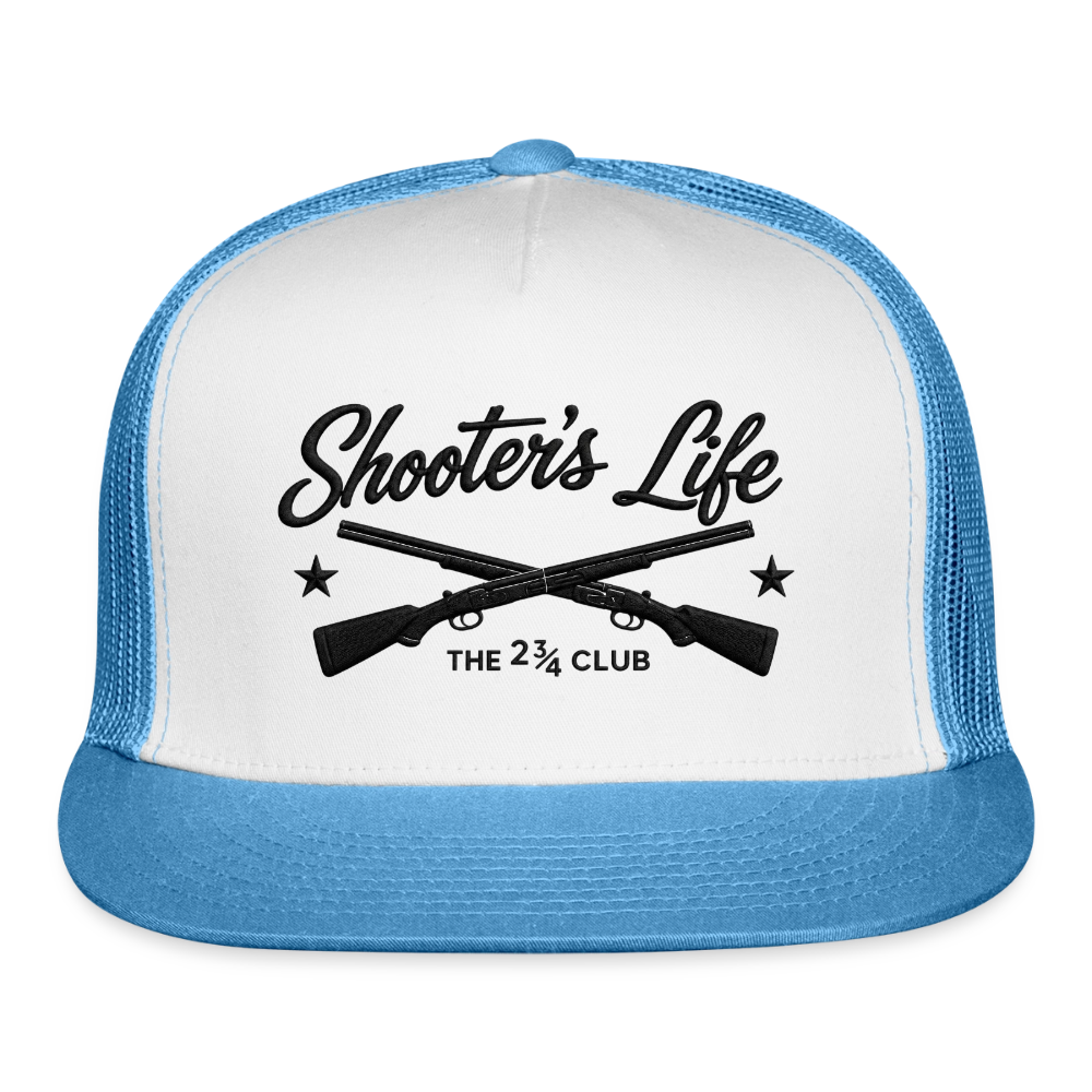 Shooter's Life Trucker Hat Black – The 2¾ Club Edition - white/blue