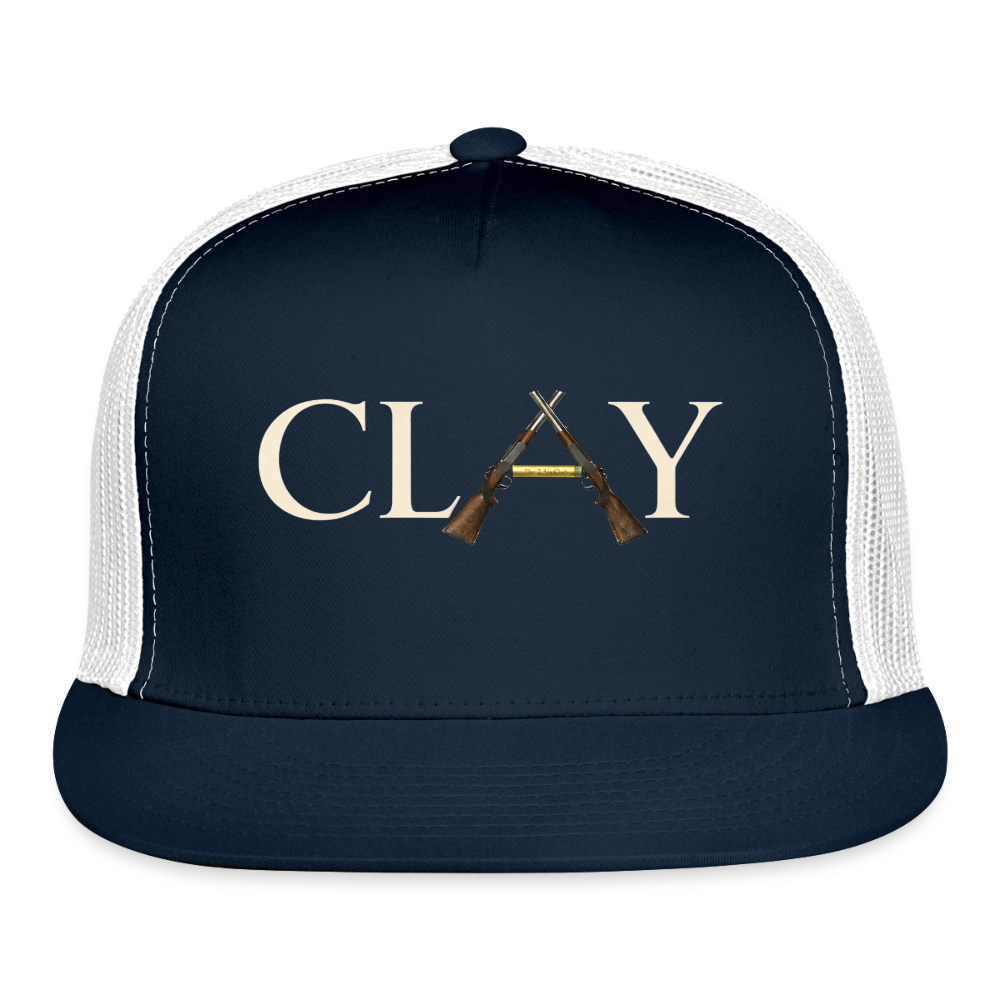 CLAY Crossed Shotguns Trucker Hat – The 2¾ Clu - navy/white