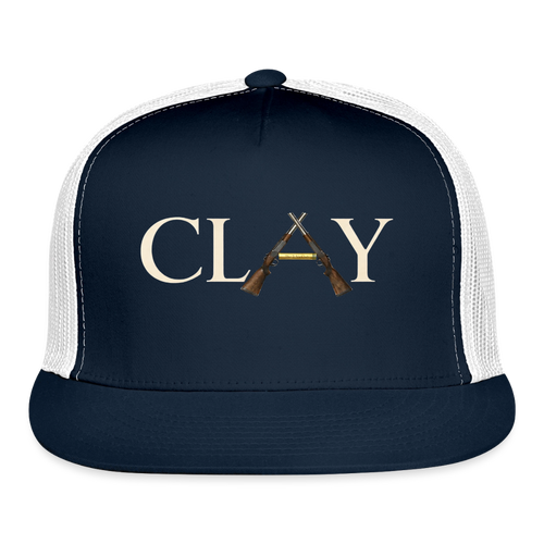 CLAY Crossed Shotguns Trucker Hat – The 2¾ Clu - navy/white
