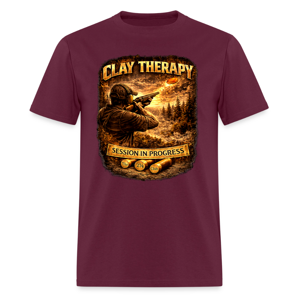 Clay Therapy Session Tee – 12 GA 2 3/4 Edition - burgundy