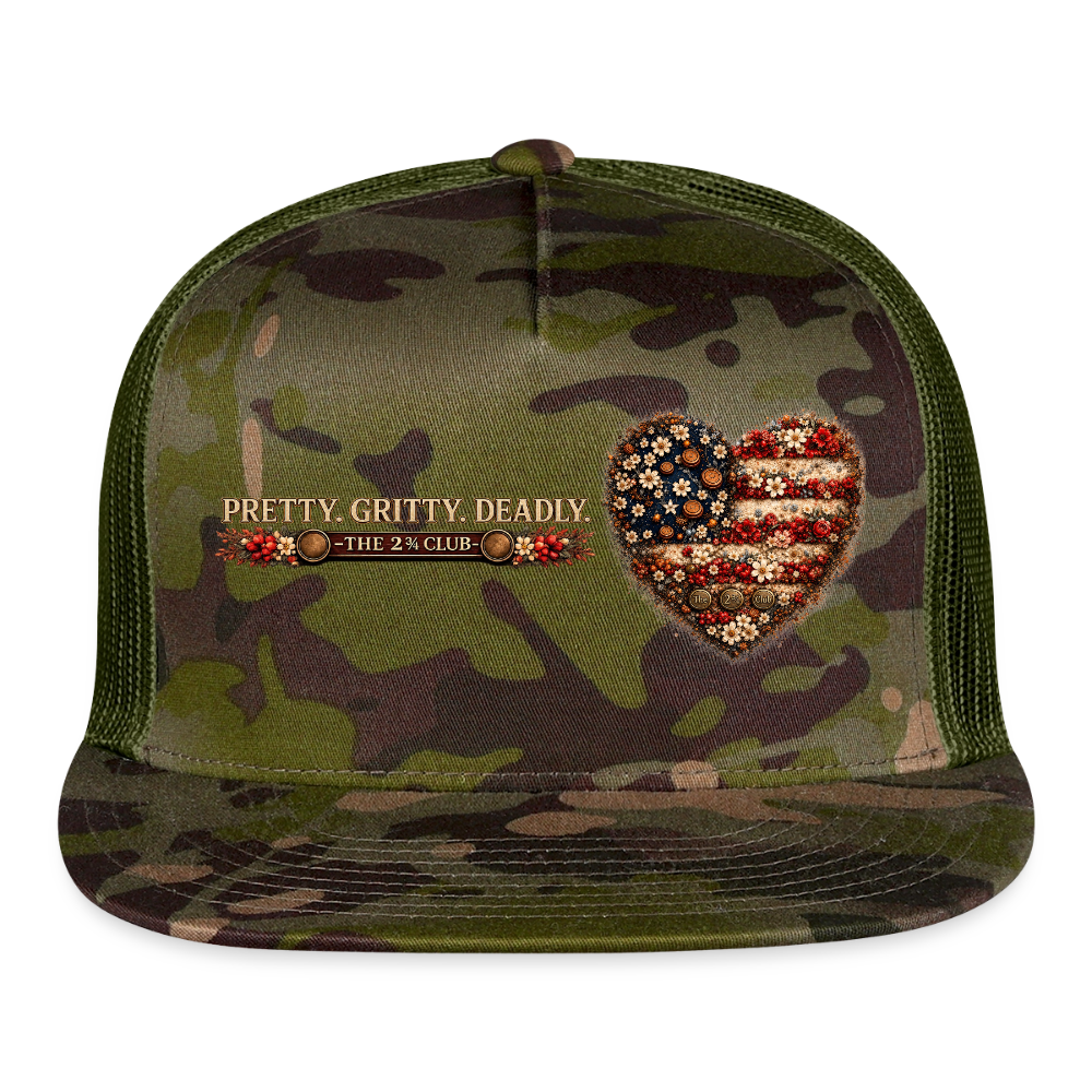 Pretty. Gritty. Deadly. Trucker Hat – Freedom Bloom Edition - MultiCam\green