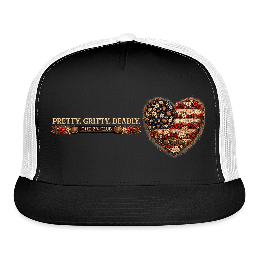 Pretty. Gritty. Deadly. Trucker Hat – Freedom Bloom Edition - black/white
