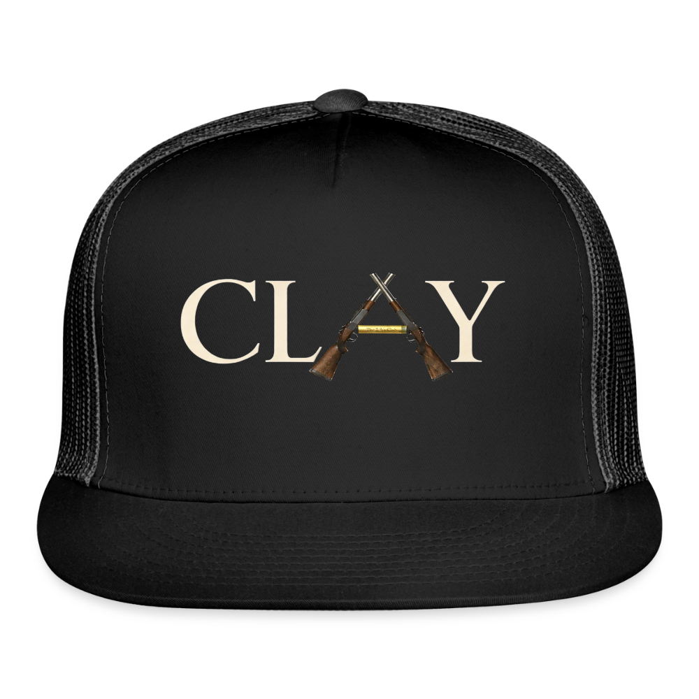 CLAY Crossed Shotguns Trucker Hat – The 2¾ Clu - black/black