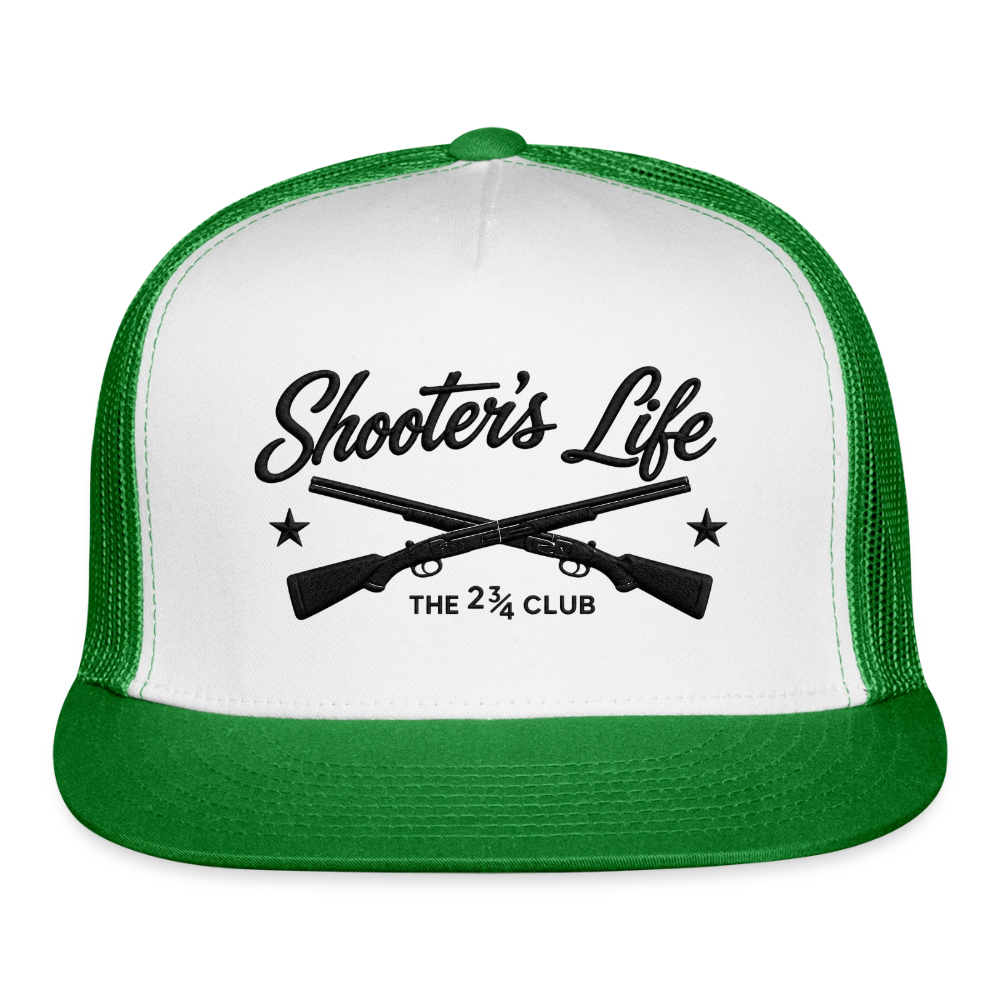 Shooter's Life Trucker Hat Black – The 2¾ Club Edition - white/kelly green