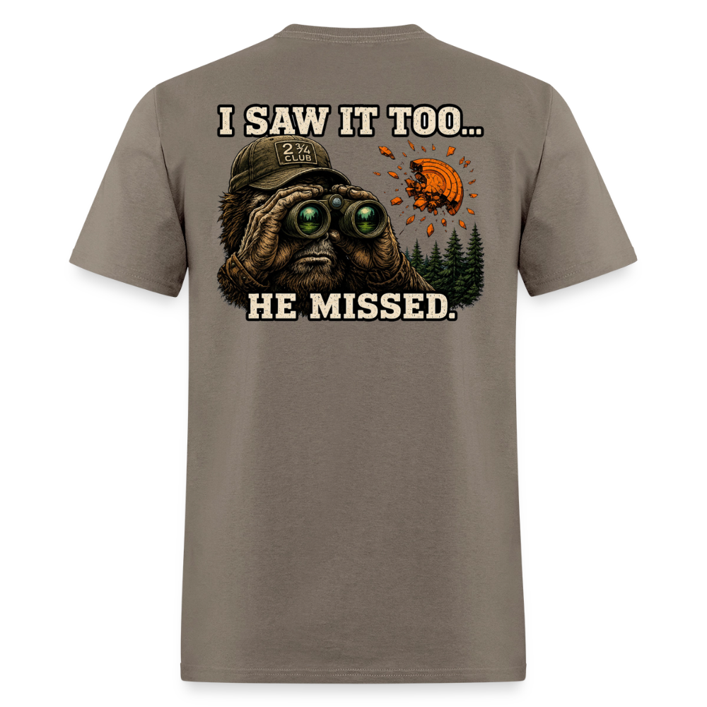 Sasquatch Spotter – He Missed. Sporting Clays T-Shirt - safari